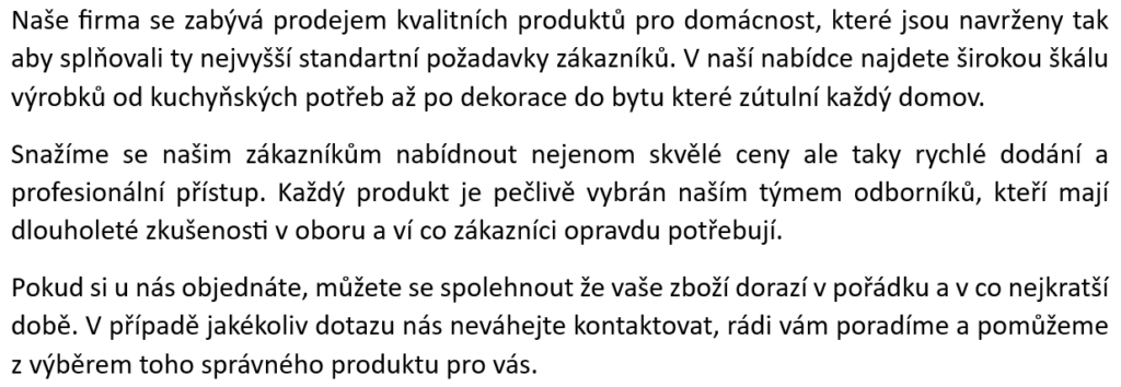 ukázka marketingového textu s chybami