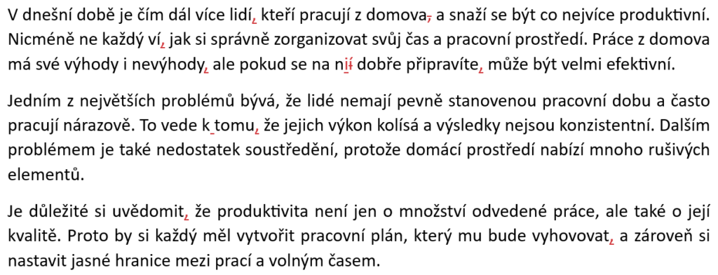 ukázka opraveného textu článku