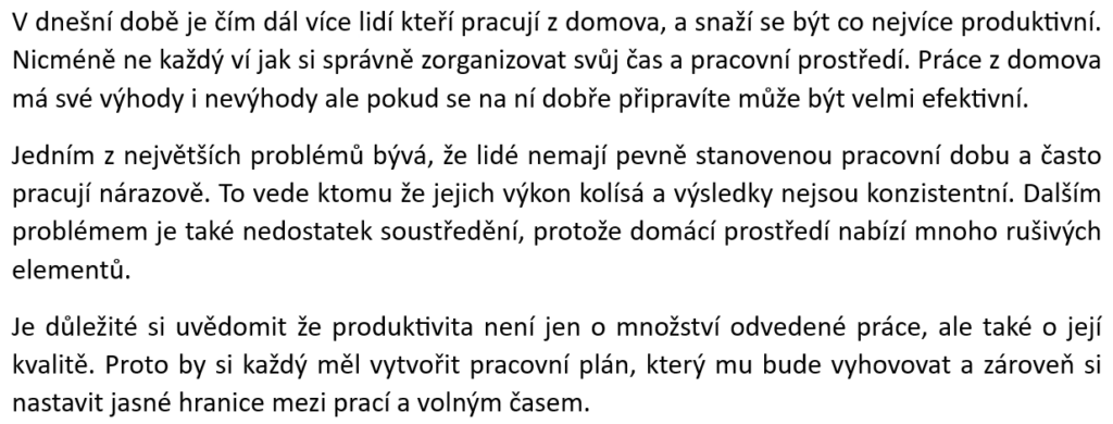 ukázka textu článku s chybami